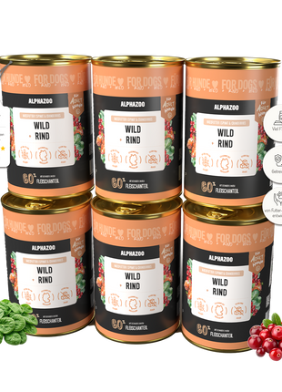 Wild + Rind Nassfutter für Adult Hunde