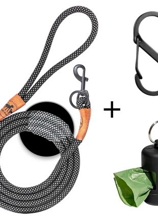Reflektionsleine© mit Handschlaufe und veganem Leder