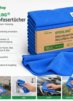 Sperling® Mikrofasertücher in Blau & Grün – 40 x 40 cm
