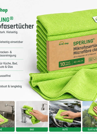 Sperling® Mikrofasertücher in Blau & Grün – 40 x 40 cm