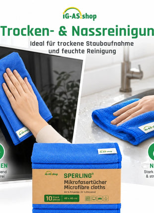 Sperling® Mikrofasertücher in Blau & Grün – 40 x 40 cm