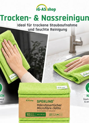 Sperling® Mikrofasertücher in Blau & Grün – 40 x 40 cm