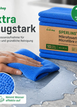 Sperling® Mikrofasertücher in Blau & Grün – 40 x 40 cm