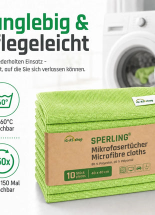 Sperling® Mikrofasertücher in Blau & Grün – 40 x 40 cm