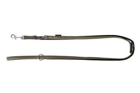 Khaki green nylon leash, adjustable length, diamond design