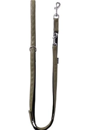 Leine Khakigrün Aus Nylon Längenverstellbar Im Rautendesign